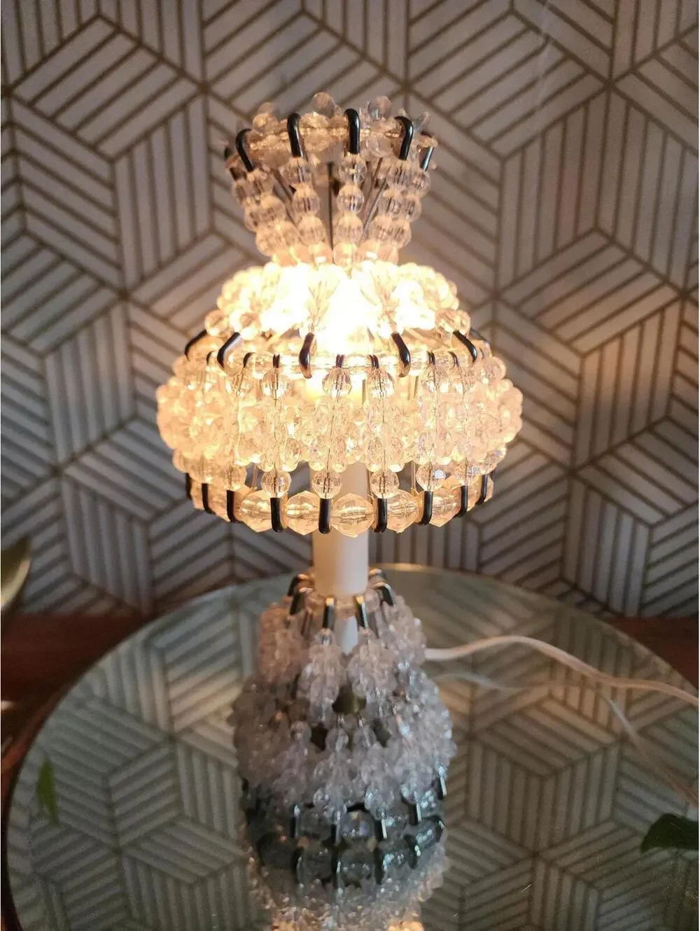 Vintage Petite Beaded Boudoir Accent Lamp